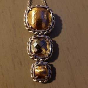 BRIGHTON Hammered Gold Yellow Crystal Pendant